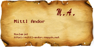 Mittl Andor névjegykártya